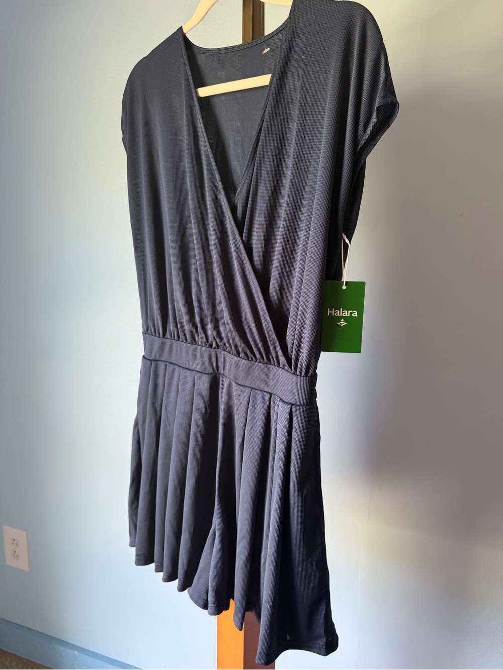 Halara Women's Navy Wrap Skater romper nwt med